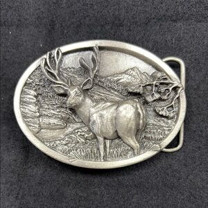 vintage Pewter belt buckle made by Bergamot Brass Works in 1984.